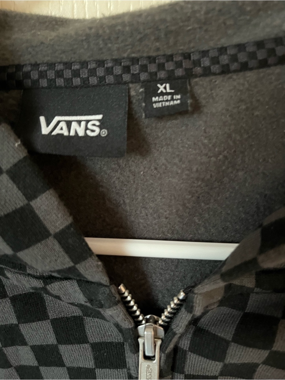 Vans Black & Gray Checkerboard Zip-Up Hoodie Jacket - Picture 3 of 5